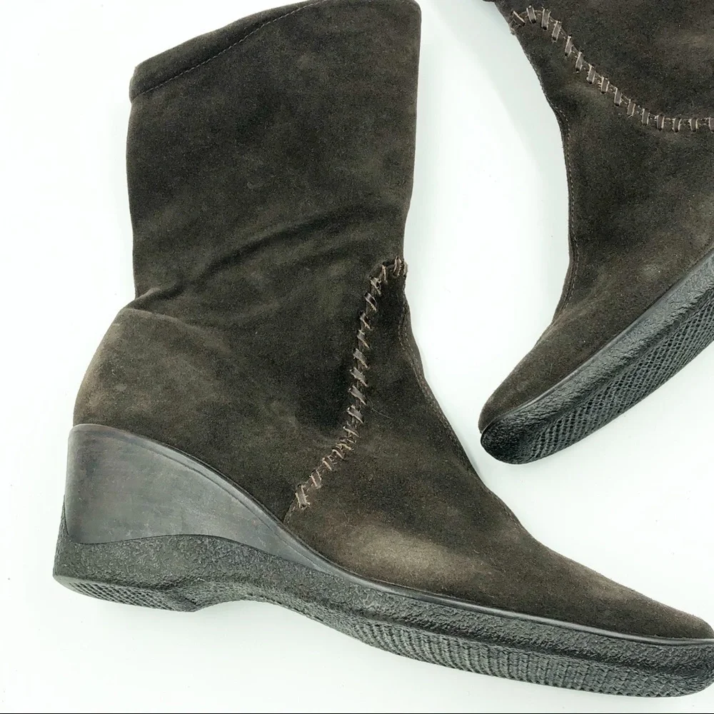 Aquatalia | Weatherproof Suede Brown Wedge Boot